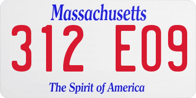 MA license plate 312EO9