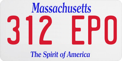 MA license plate 312EP0