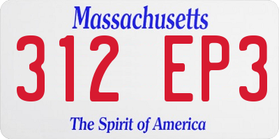 MA license plate 312EP3