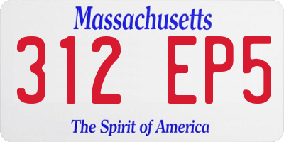 MA license plate 312EP5