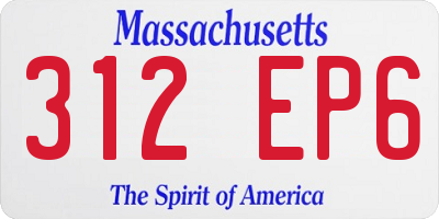 MA license plate 312EP6