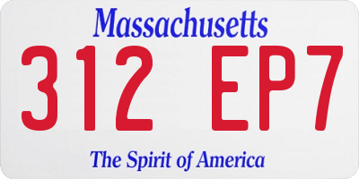MA license plate 312EP7