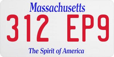 MA license plate 312EP9