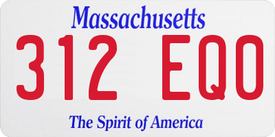MA license plate 312EQ0