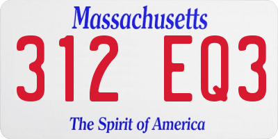 MA license plate 312EQ3