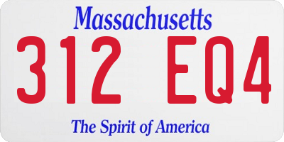 MA license plate 312EQ4