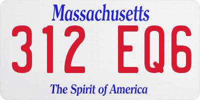 MA license plate 312EQ6
