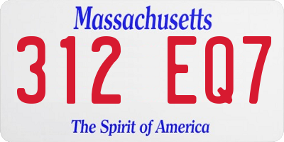 MA license plate 312EQ7
