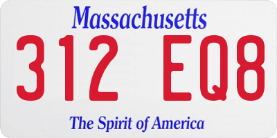 MA license plate 312EQ8