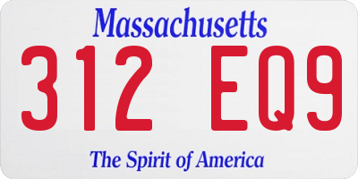 MA license plate 312EQ9