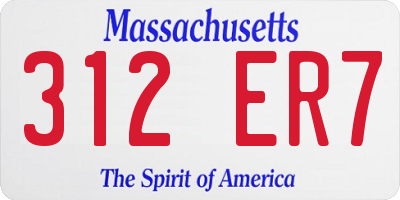 MA license plate 312ER7