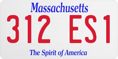 MA license plate 312ES1