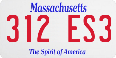 MA license plate 312ES3