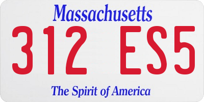 MA license plate 312ES5