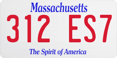 MA license plate 312ES7