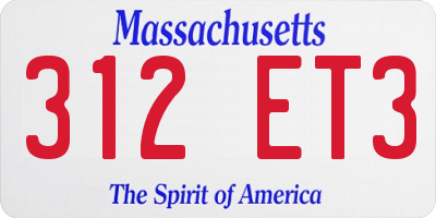 MA license plate 312ET3