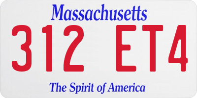 MA license plate 312ET4