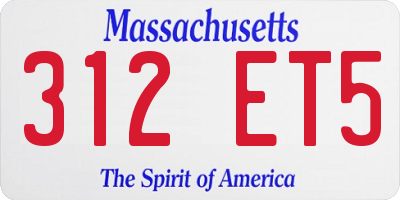 MA license plate 312ET5