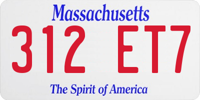 MA license plate 312ET7