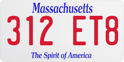 MA license plate 312ET8