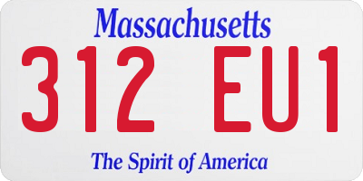 MA license plate 312EU1