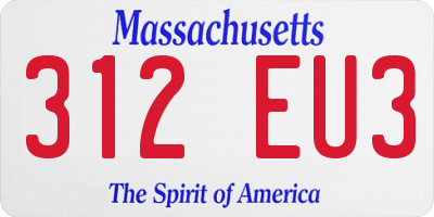 MA license plate 312EU3