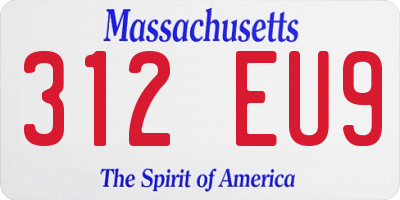 MA license plate 312EU9