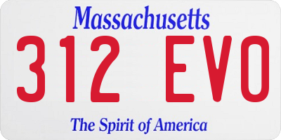 MA license plate 312EV0
