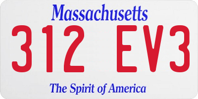 MA license plate 312EV3