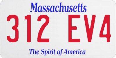 MA license plate 312EV4