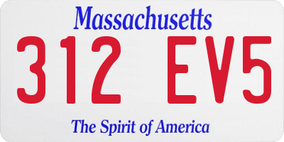 MA license plate 312EV5