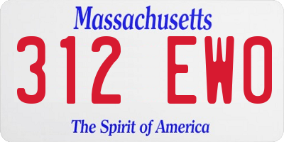 MA license plate 312EW0