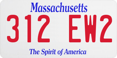 MA license plate 312EW2
