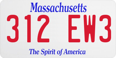 MA license plate 312EW3