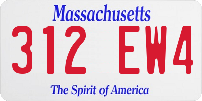 MA license plate 312EW4