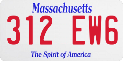 MA license plate 312EW6