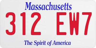 MA license plate 312EW7