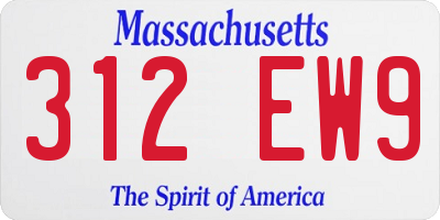 MA license plate 312EW9