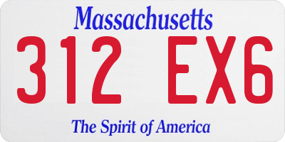MA license plate 312EX6