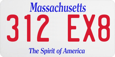 MA license plate 312EX8