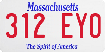 MA license plate 312EY0