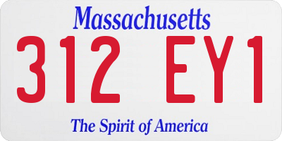 MA license plate 312EY1