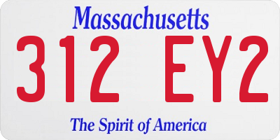 MA license plate 312EY2