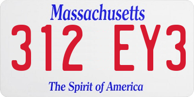MA license plate 312EY3