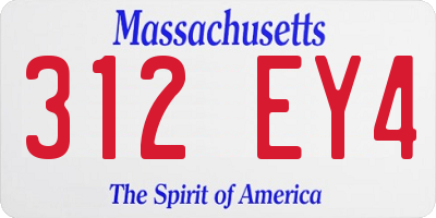 MA license plate 312EY4