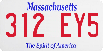 MA license plate 312EY5