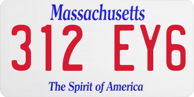 MA license plate 312EY6