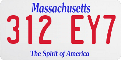 MA license plate 312EY7
