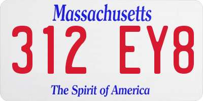 MA license plate 312EY8