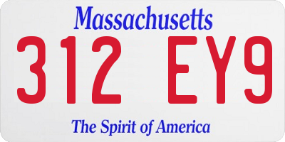 MA license plate 312EY9